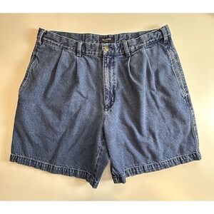 Dockers 36 Waist Denim Jean Shorts Jorts Mens Blue Pleated Relaxed Fit Vintage